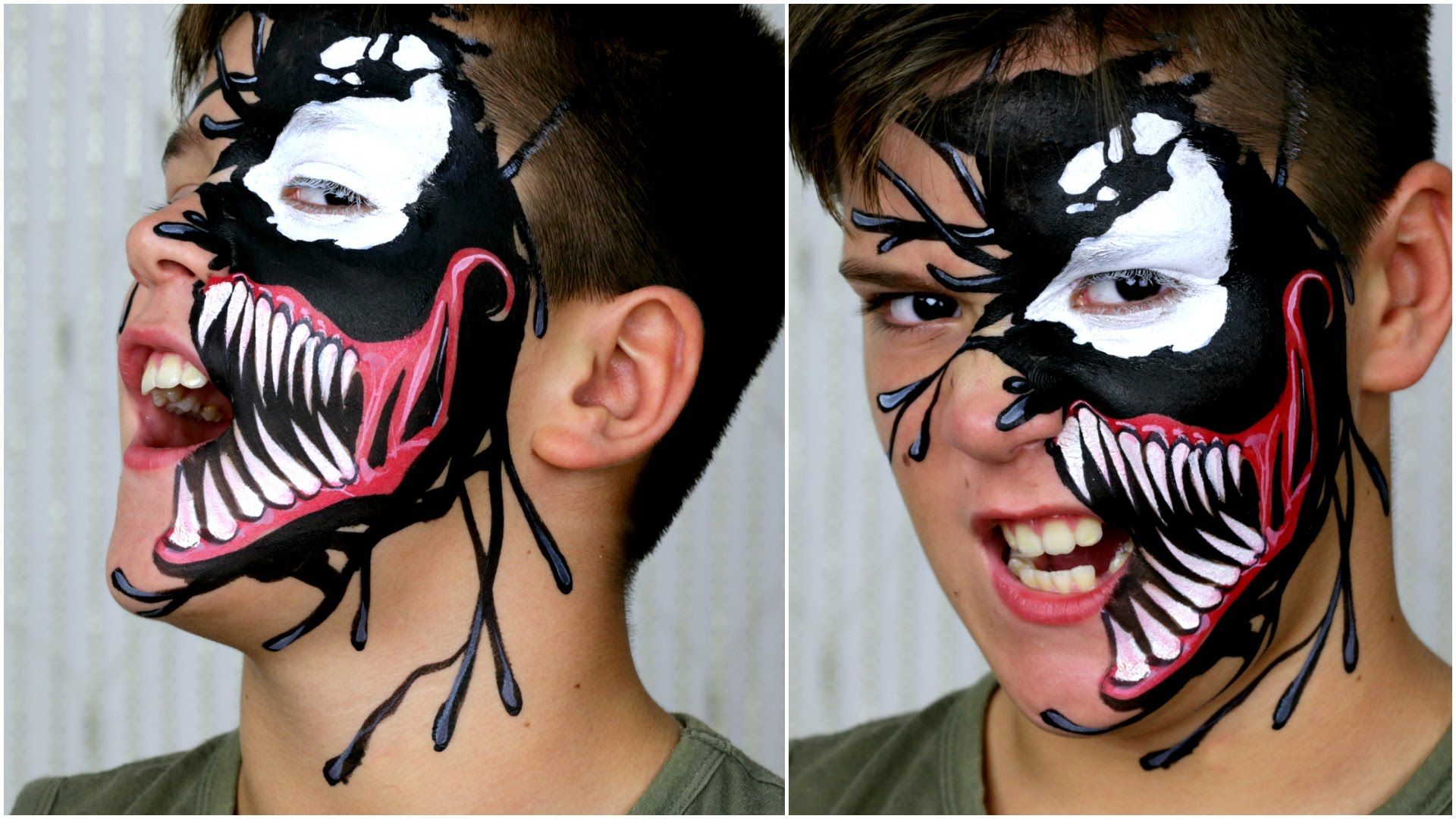 Venom Black Spiderman Halloween Makeup Face Painting For Kids Facce Dipinte Trucco Per Bambini Trucco Di Halloween Spaventoso
