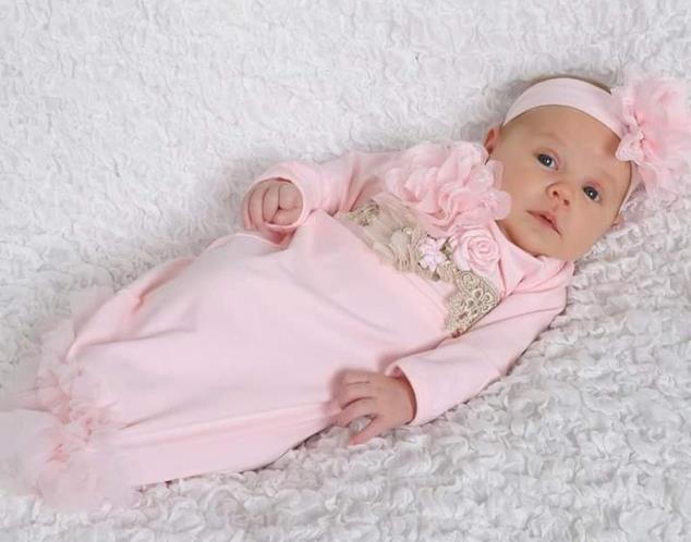 Newborn Couture Pink Coming Home Outfit Gown with Matching