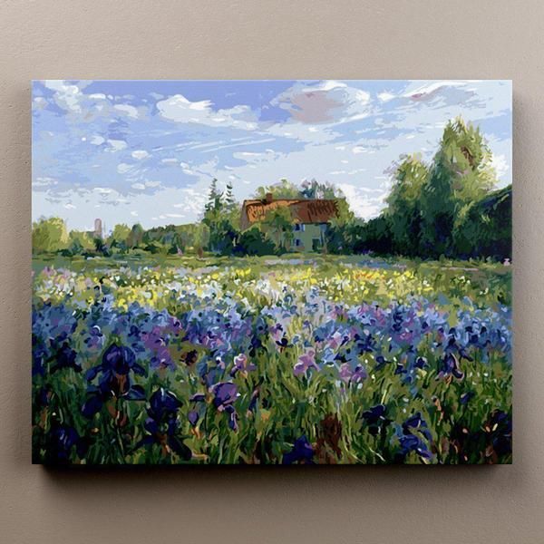 Evening at the iris field - Timothy Easton - Paint by numbers for adults. Shop hundreds of acrylic painting by numbers kits here. Unique DIY designs. Reduce your stress and create beautiful home decor art. Start your mindfulness journey today! Landscape Art Painting, Nature Art Painting, Diy Canvas Art Painting, Amazing Art Painting, Painting Art Projects, Beautiful Paintings, Abstract Painting, Oil Painting, Field Paint