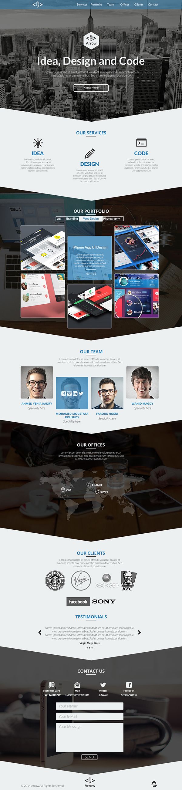 arrow free one page business portfolio psd template webdesign ui portfolio psd template