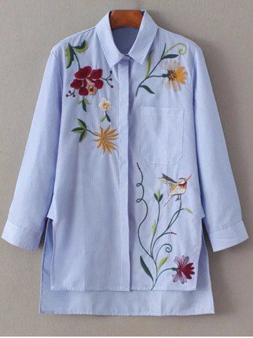Spot Vertical Striped Embroidery Letter Puff Sleeve Shirt Deesu lily 117230C4502 Spot Vertical Striped Embroidery Letter Puff Sleeve Shirt Deesu lily 117230C4502