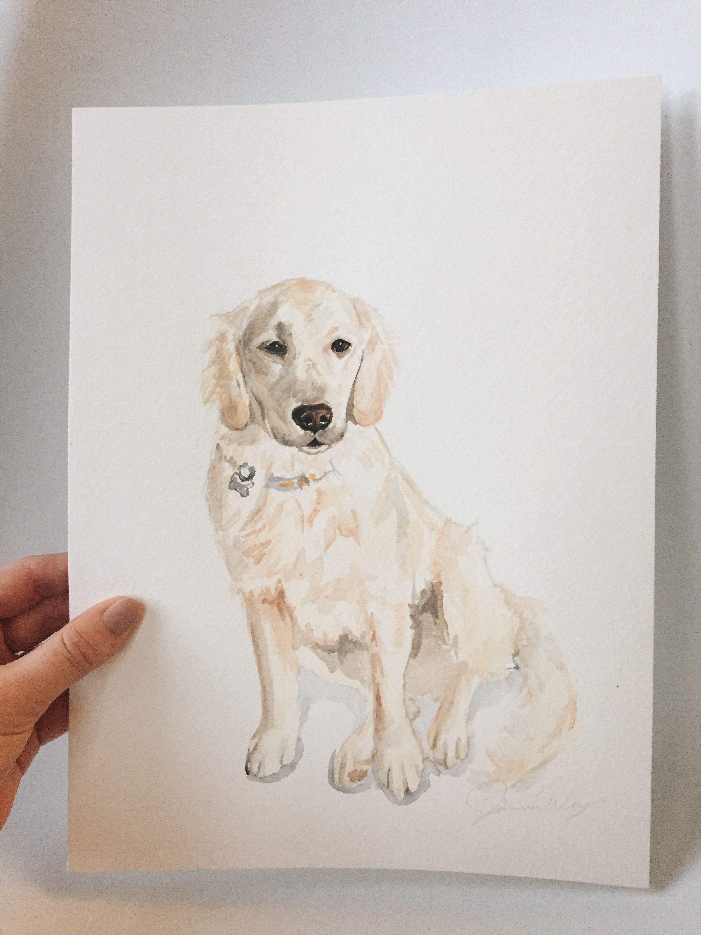 Golden Retriever Puppy Custom Watercolor Pet Portrait Dog Puppy
