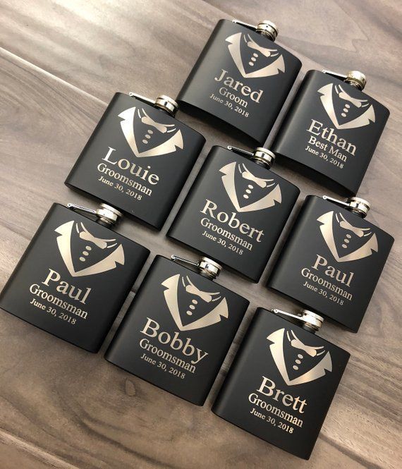 Groom Gifts The Personalized Gift Co Groomsmen Proposal Gift Bags//Box Engraved Groomsman Gifts for Wedding Will You Be My Groomsman Flask /& Lighter