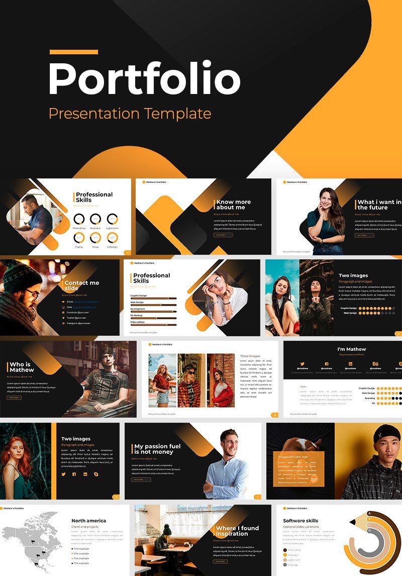 Portfolio PowerPoint Template 86827 Design De Apresenta o Layout 