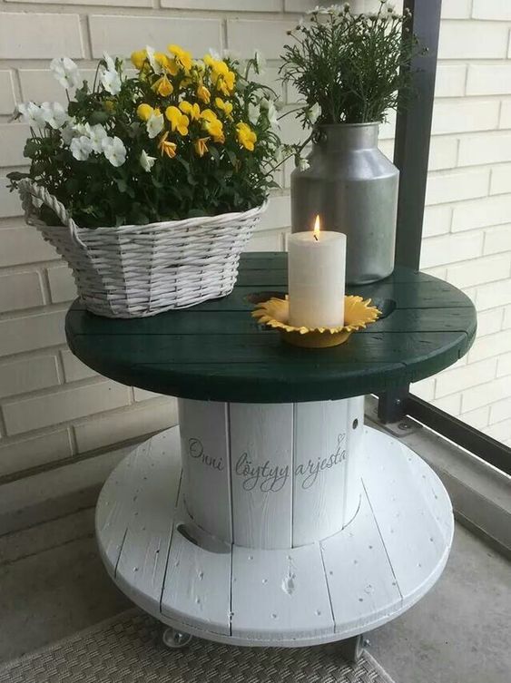 Mesas De Bobinas De Cable Recicladas I Love Palets Spool Furniture Wooden Spool Tables Front Porch Decorating