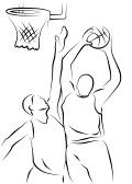 basketball game line drawing of two basketball players basketball game drawing