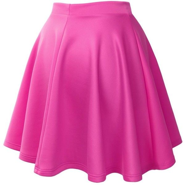 Le3no Womens Basic Versatile Stretchy Flared Skater Skirt 12 Liked On Polyvore Featuring
