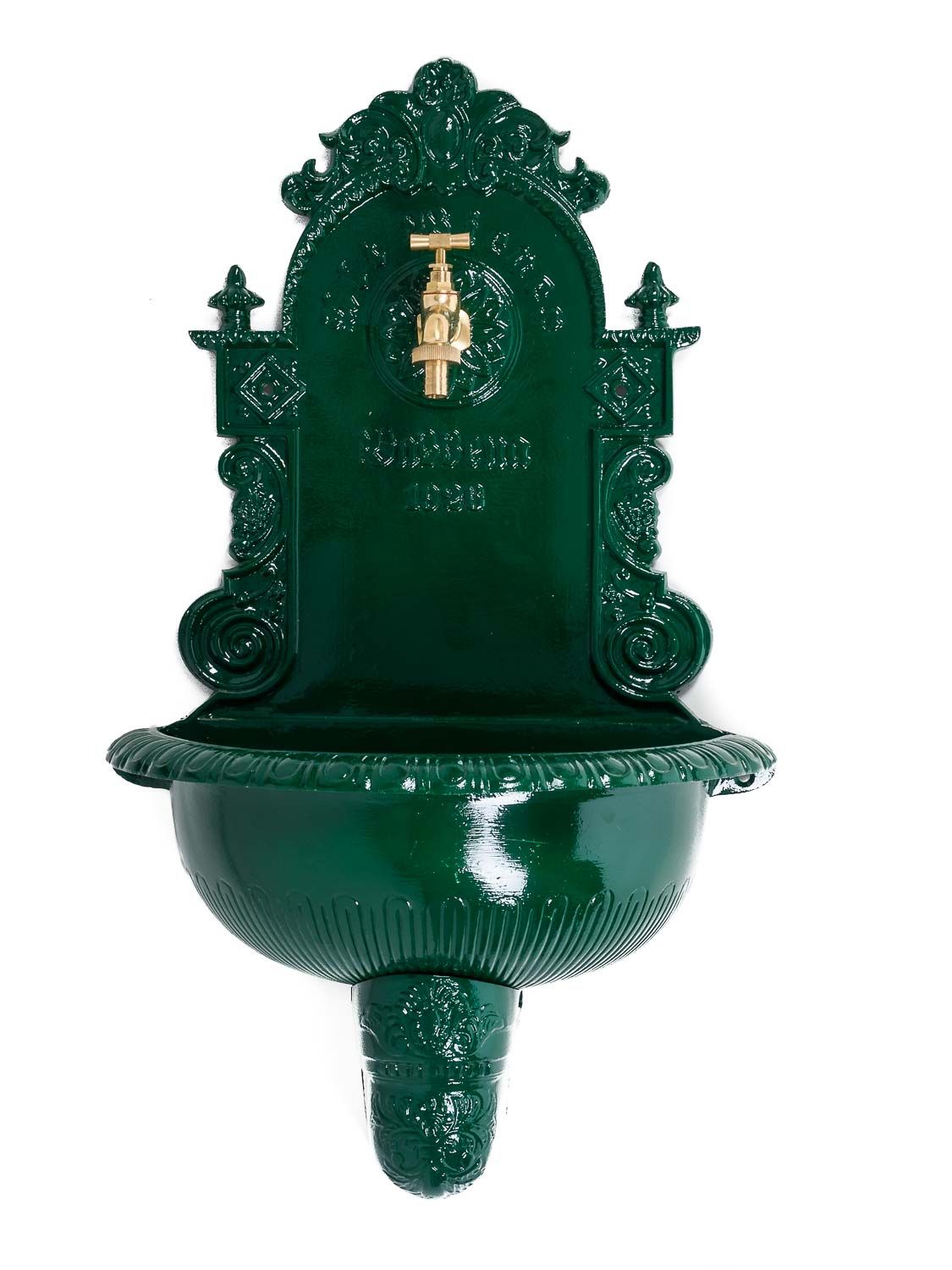 aubaho Brunnen Wandbrunnen 71,5cm Aluminium Waschbecken im Antikstil Fountain Garden