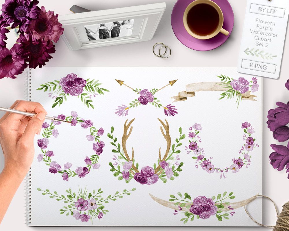 Flower Clipart Rustic Wedding Clip Art Floral Wreath Antlers Flower Clipart Rustic Wedding Clip Art Floral Wreath Antlers