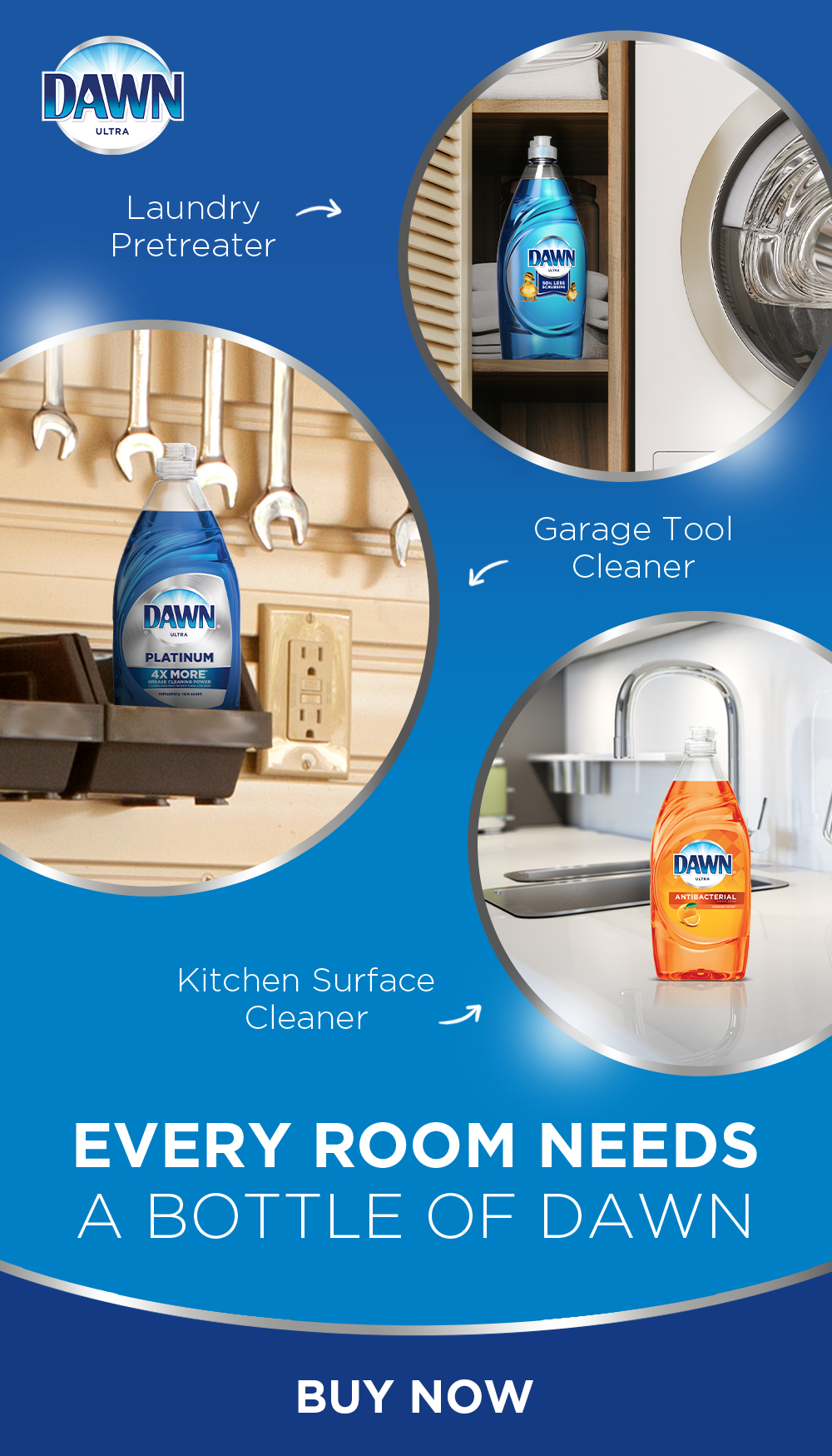 We think you’ll be surprised by just how many uses there are for Dawn. It’s not just for cleaning dirty dishes! Use it as a kitchen surface cleaner, laundry pre-treater or a hand tool cleaner - and that’s just the start. Tap the Pin, and see what else Dawn can do. Diy Cleaning Products, Cleaning Hacks, Kitchen Style, Kitchen Decor, Wholesale Pallets, Kitchen Surface, Cuisines Diy, Garage Door Design, Dawn Dish Soap