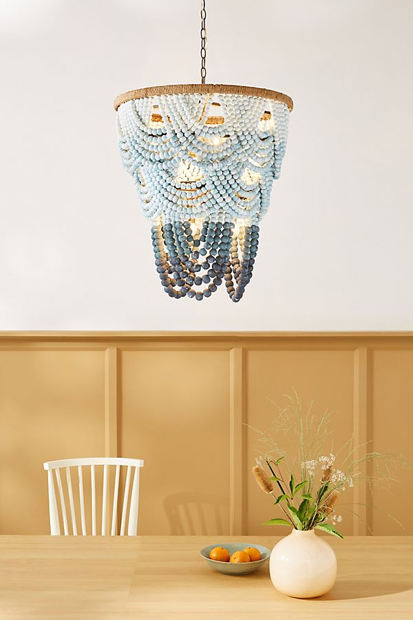 Aquamarine Beaded Chandelier In 2020 Beaded Chandelier Chandelier Bohemian Lighting