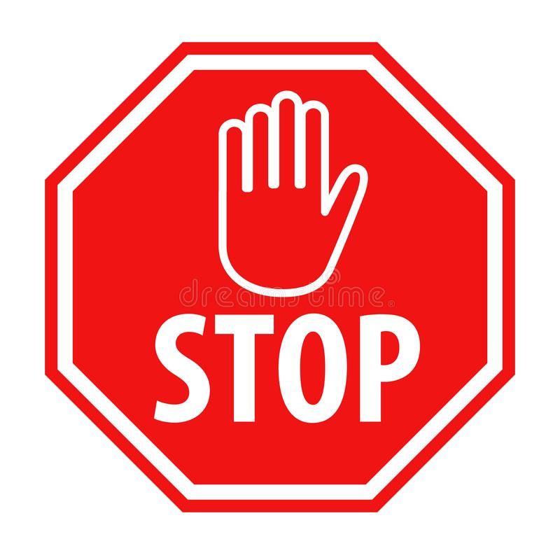 Red Stop Sign with Hand Symbol Icon Vector Illustration Stock Vector - Illustration of hand, attention: 146759698