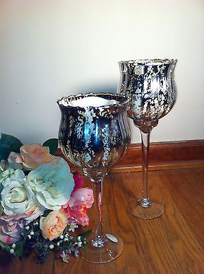 Large Silver Mercury Gl Chalice Candle Cup Holder Wedding Large Silver Mercury Gl Chalice Candle Cup Holder Wedding Centerpiece Vase Ebay