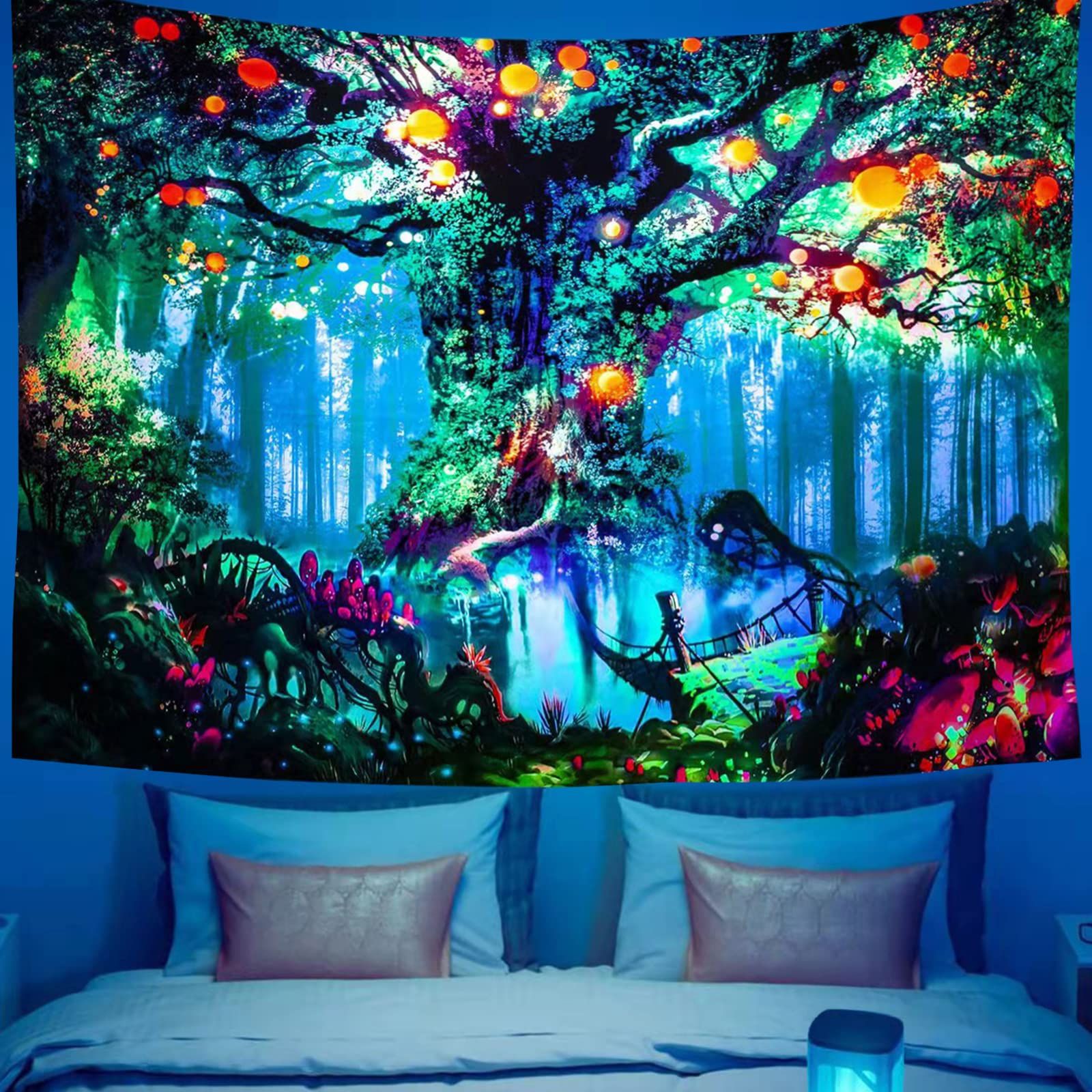 Blacklight Tapestry UV Reactive Tree Of Life Tapestry Wall Hanging blacklight-tapestry-uv-reactive-tree-of-life-tapestry-wall-hanging