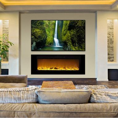 Touchstone Sideline 60" Recessed Electric Fireplace (80011) | Electric fireplaces Fireplace wall and Contemporary