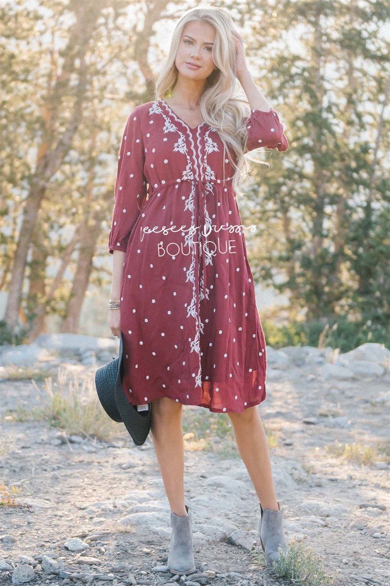 Burgundy Church Dress