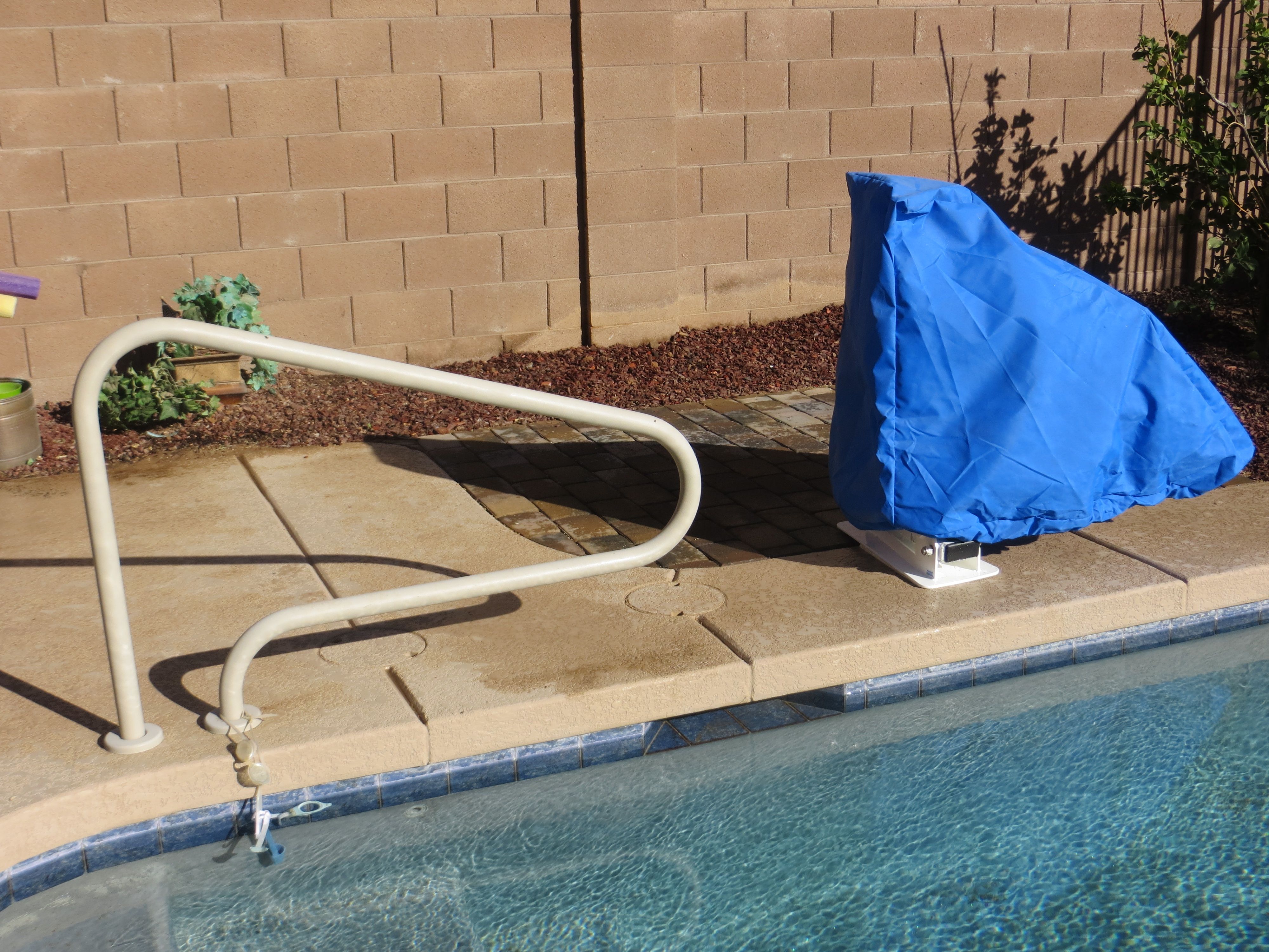 our pool chair lift covered and protected from the elements pool