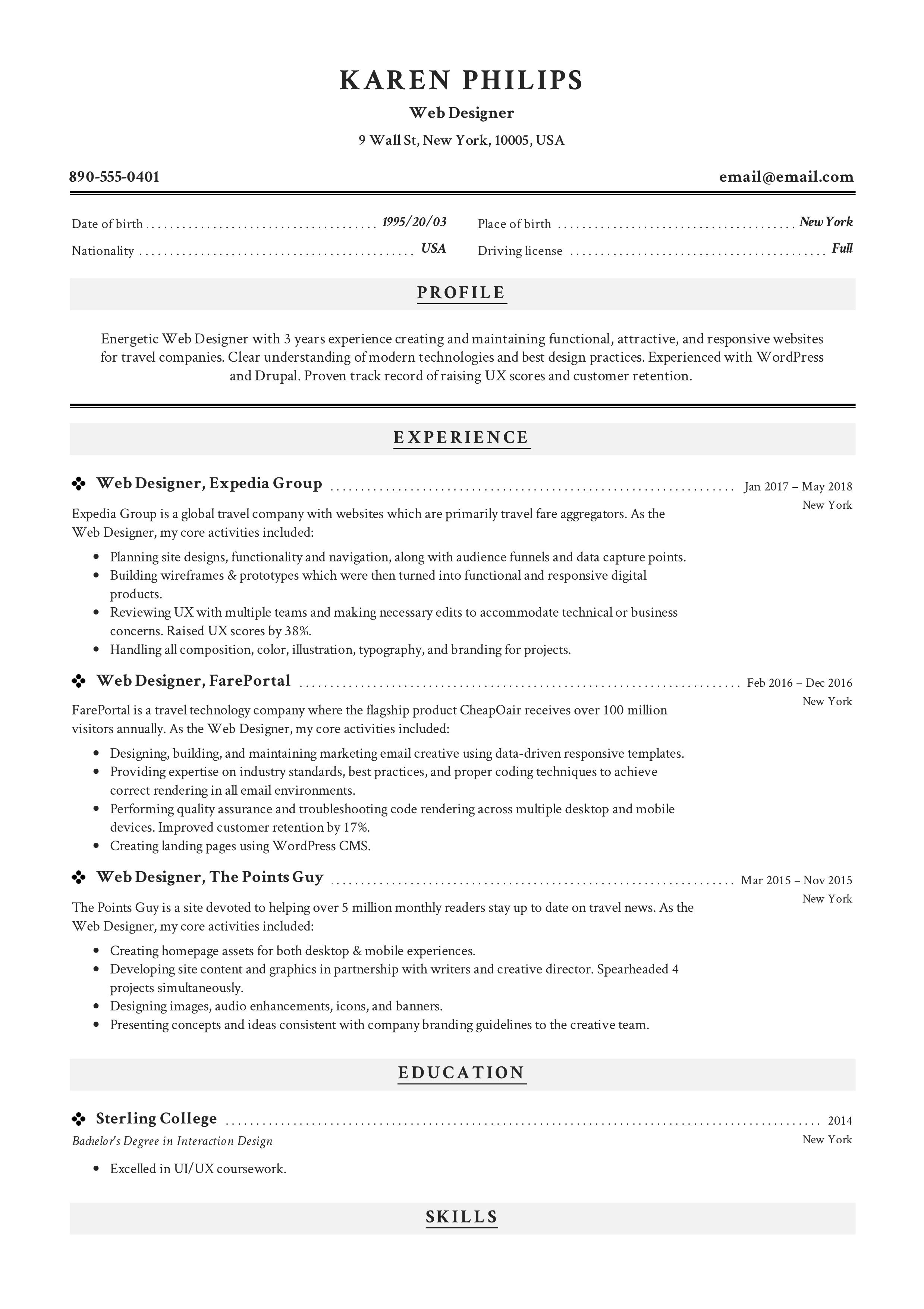 12 Free Web Designer Resume Examples Resume examples