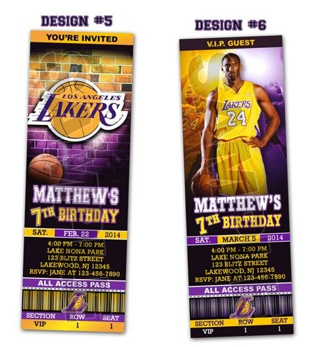 LA Lakers Ticket Birthday party invitations - Printable La lakers - invitation maker in alabang town center LA Lakers Ticket Birthday party invitations - Printable La lakers - invitation maker in alabang town center