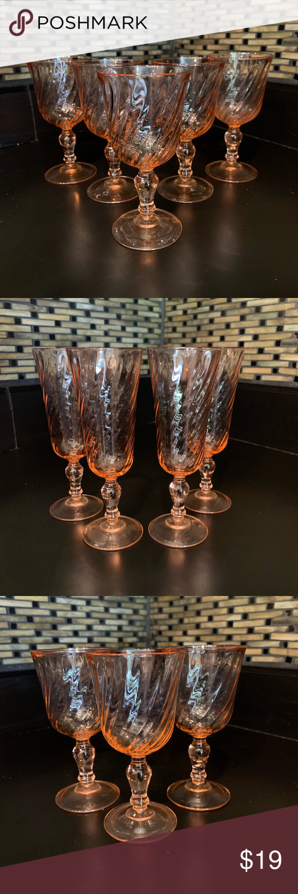 Arcoroc France ~ Pink Swirl Wine Glass Arcoroc France ~ Pink Swirl Wine Glass