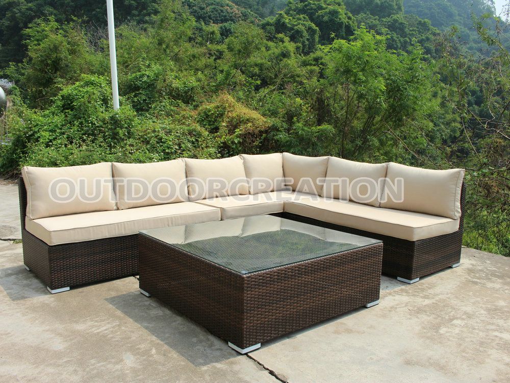 Sectional Sofa Set In Clic Mexico Mix Brown Outdoor