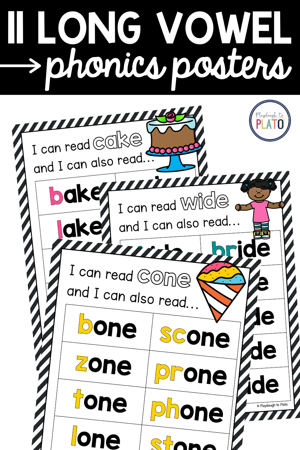 Get these 11 magic E long vowel word family printable posters to add a perfect visual to your classroom walls or bulletin boards! They can be be used when introducing new long vowels, reviewing learned long vowels, or even as visuals for centers. Long Vowel Words, Long Vowels, Halloween Writing Activities, Science Activities, Teaching Tools, Teaching Kids, Classroom Walls, Classroom Decor, Cvcc Words