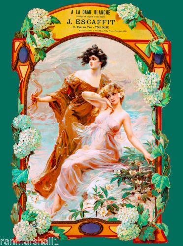 A La Dame Blanche French Nouveau France Vintage Advertisement Art Poster