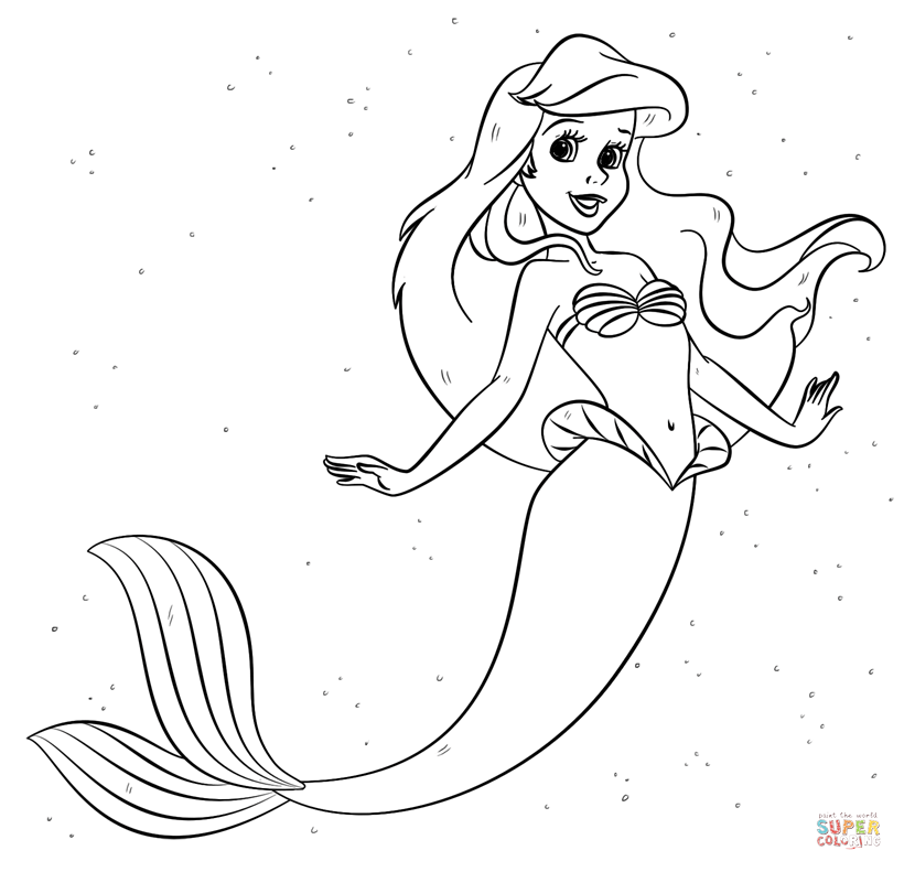 Download Ariel from the Little Mermaid coloring page | Free Printable Coloring Pages | Mermaid coloring ...