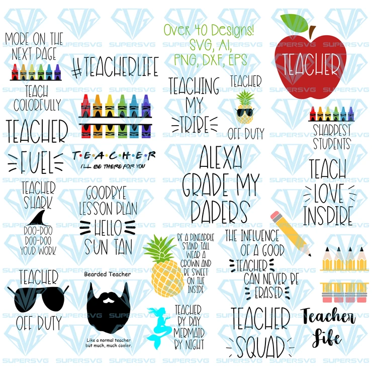 Download The Ultimate Teacher SVG Bundle, Over 40 Funny Teacher SVG ...