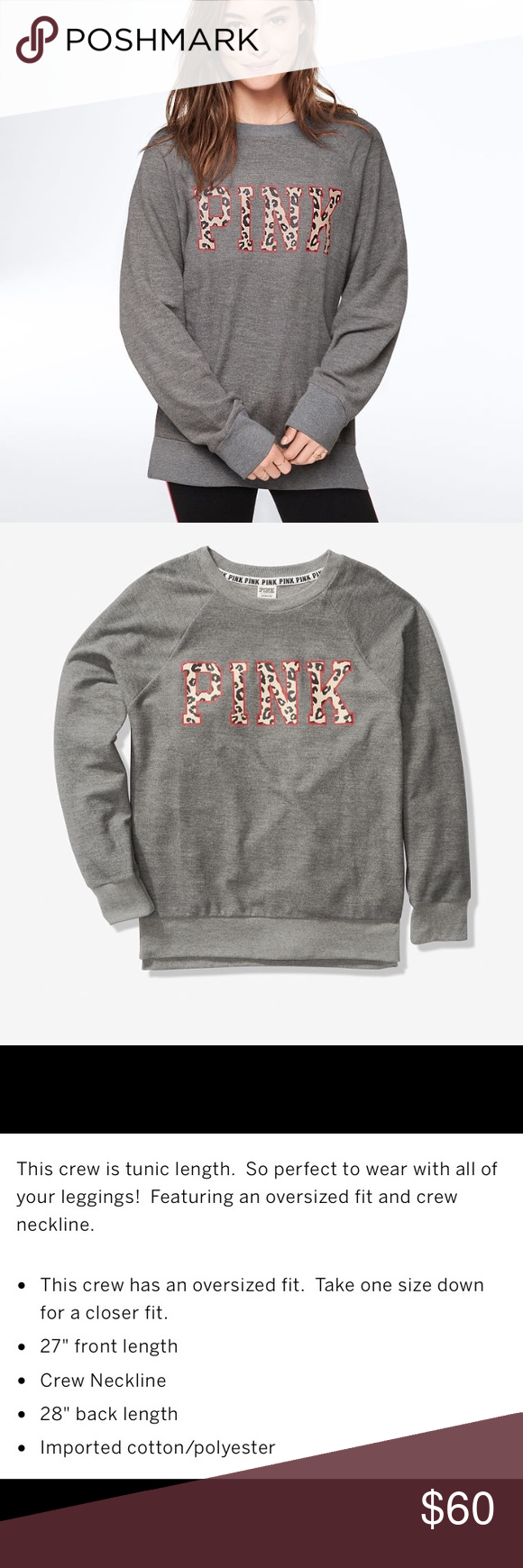 PINK VICTORIA/'S SECRET WHITE FLORAL LOGO LEGGING CREW SWEATSHIRT PULLOVER VS