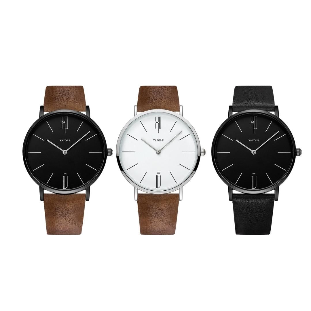 Relógio Minimalista Masculino Yazole Groovy OFERTA DISPONÍVEL: 3 relógios Groovy por apenas R$199,90 + Frete Grátis Desconto aplicado automaticamente na finalização da compra Monte seu Kit com 3 relógios e aproveite a promoção O relógio Yazole Groovy é um relógio que usa do conceito de minimalista para levar com autenticidade seu um estilo casual e moderno. Sua aparência simples se torna uma assinatura perfeita para homens que procuram destacar seu pulso de uma forma moderna e elegante. Este rel Daniel Wellington, Leather Watch, 1, Watches, Casual, Products, Light Style, Quartz Crystal, Color Combos