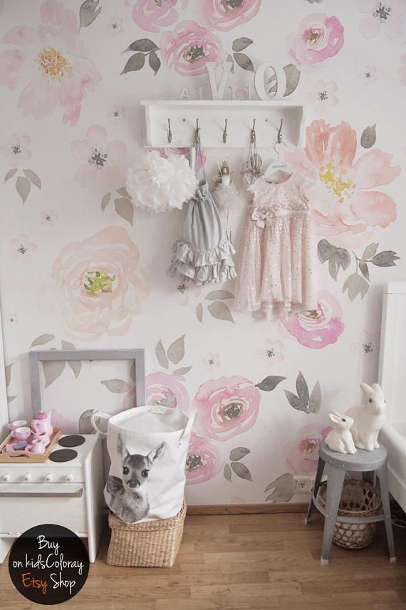 Vintage Fl Wallpaper Removable Wall Mural Nursery Self Adhesive Wall Mural My Murals Are Printed On An Innovative Removable Material Which Allows Them To Be Lied And Led