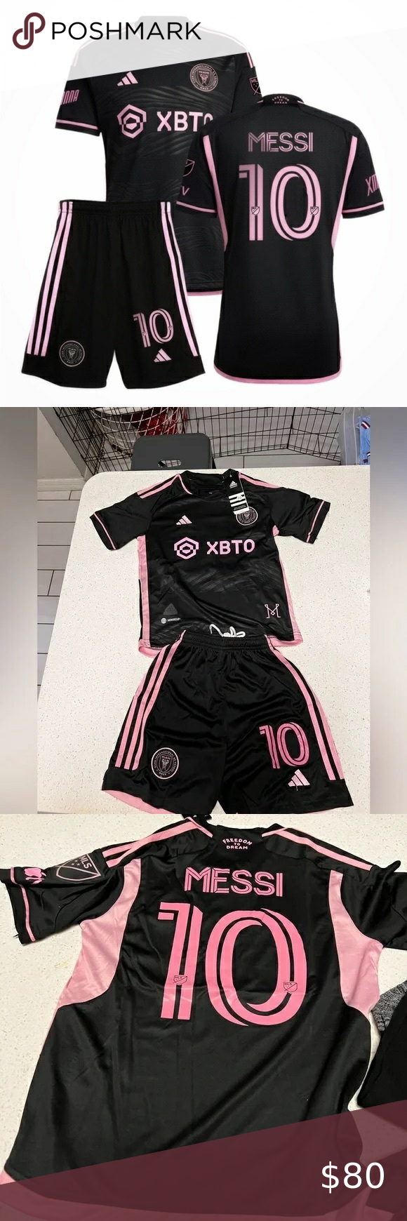 Kids Messi #10 Inter Miami CF Home Away Soccer Jersey Shorts Kits