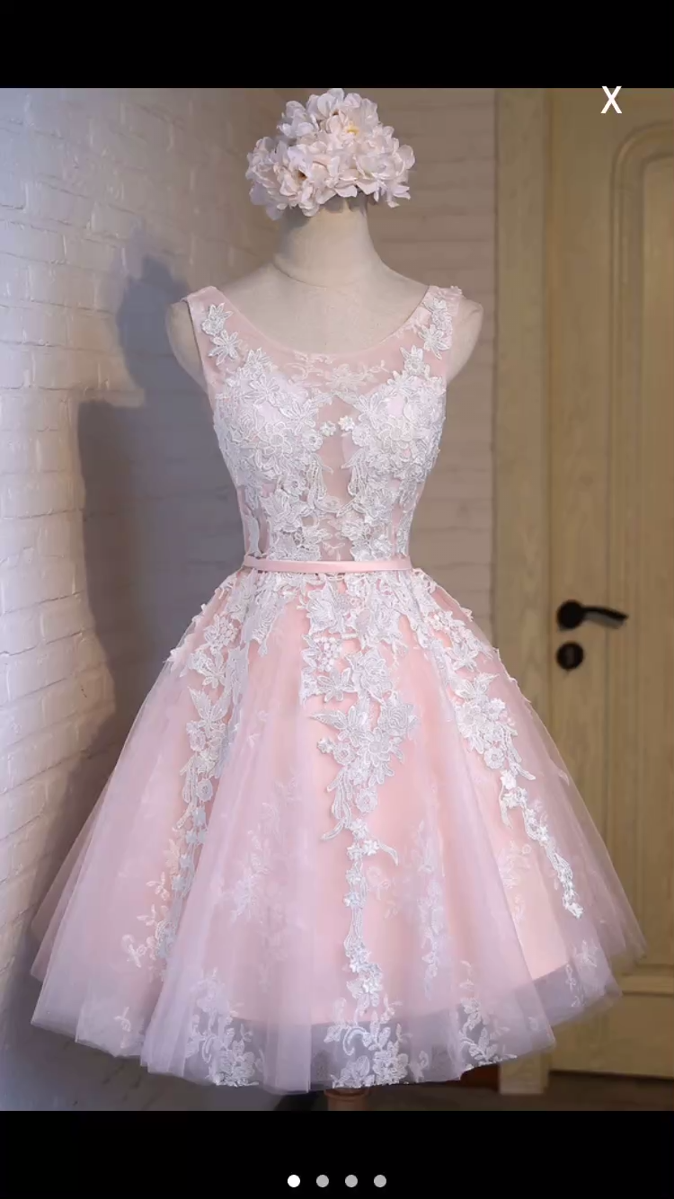 Pink Short Prom Dress Bridesmaid Dresses Tulle Appliques Evening Dresses Women Dress Wedding Dress