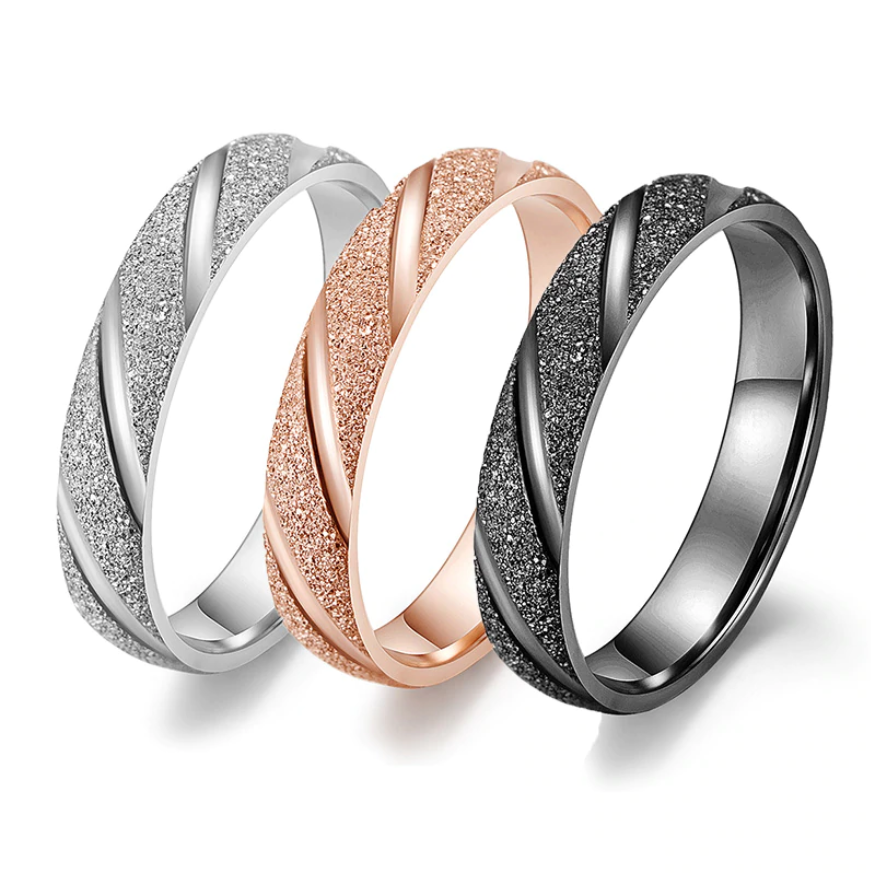 Frosted Twisted Stainless Steel Wedding Ring Band For Men And Women