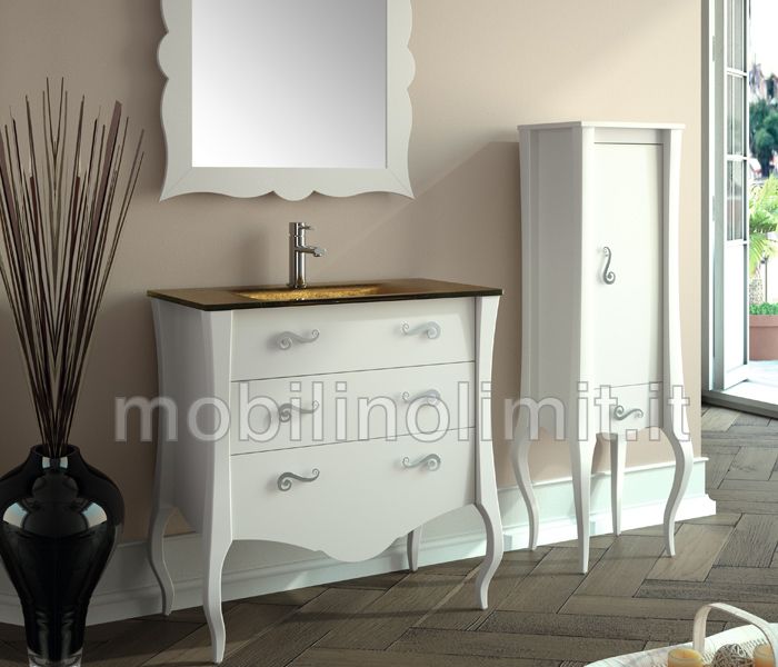 Mobile Bagno Bianco 3 Cassetti Con Lavabo L 85 Con Immagini