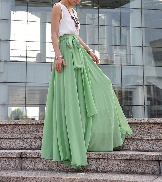 floor length chiffon skirt