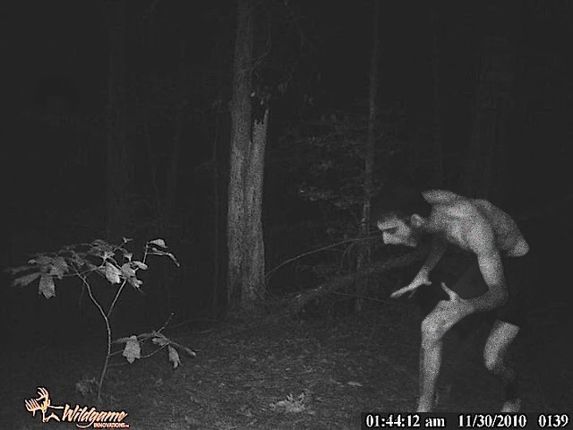 my trail cam caught this really creepy picture of a drug addict in
