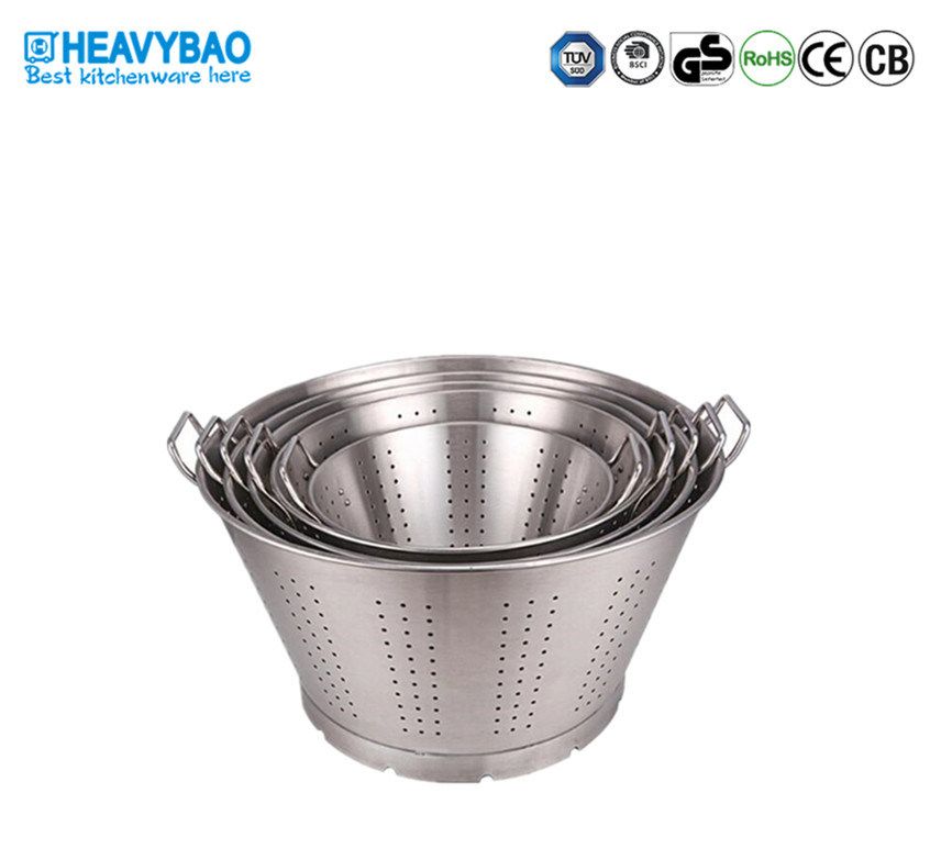 Heavybao Stainless Steel Vegetable Strainer Material : Stainless Steel. Type : Washing Strainer. Feature : with Hands. Flow : Common. Installation : External Installation. Interface : Four. Filtering Level : Normal. Usage : for Kitchen Water. Color : Silver. Brand : Heavybao. Shape : Round. Strainer, Kitchenware, External, Flow, Common, Normal, Hands, Feature, Stainless Steel