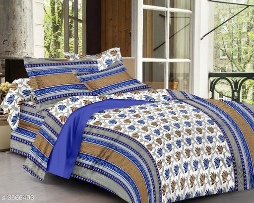 Bedsheets Solace Cotton Double Bedsheet Fabric: Bedsheet - Cotton Pillow Covers - Cotton Size (L x W): Bedsheet - 108 in x 90 in Pillow Covers - 28 in x 18 in Description: It Has 1 Piece Of Double Bedsheet & 2 Pieces Of Pillow Covers Work: Printed Thread Count: 160 Country of Origin: India Sizes Available: King Catalog Rating: ★4.1 (308) Catalog Name: Fancy Stuning Cotton Double Bedsheets... King Size Bed Sheets, Double Bed Sheets, Double Beds, Cotton Pillow, Blue Pattern, Types Of Fashion Styles, Country Of Origin, Lotus, 1 Piece