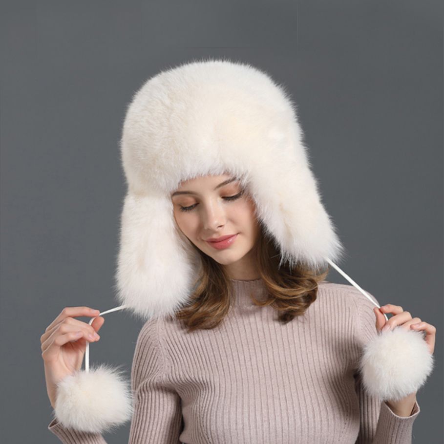 Winter Hat Unisex Fox Fur Ushanka Hat Real Fur Hat Trapper Hat