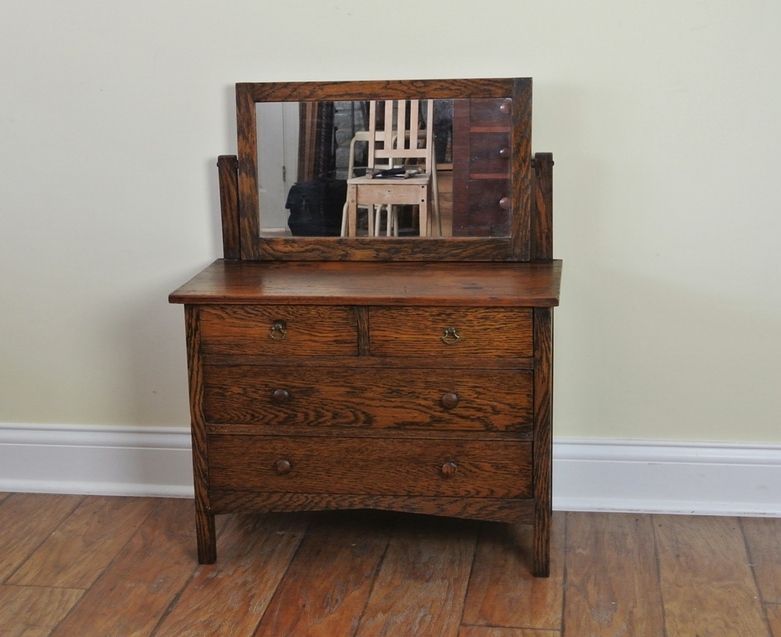 Antique Small Oak Dresser With Mirror Antiques Antique Small Oak Dresser With Mirror