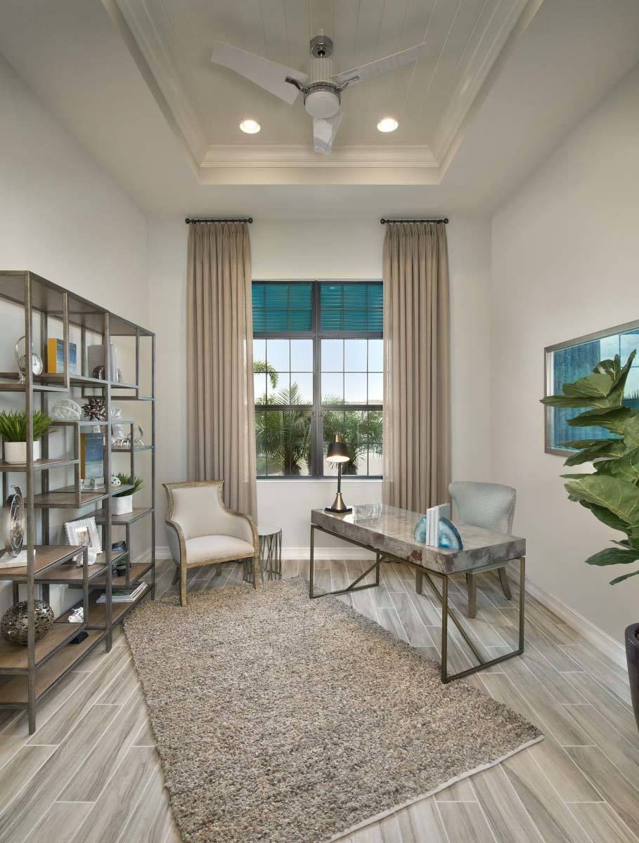 Striking Florida House Plan with Tray Ceilings and Great Outdoor Living - 86018BS | Architectural Designs - House Plans Florida House Plans, Florida Home, Planer, Luxury Florida, Metal Shelving Units, Casa Colonial, Beautiful House Plans, Contemporary Style Homes, Modern Style