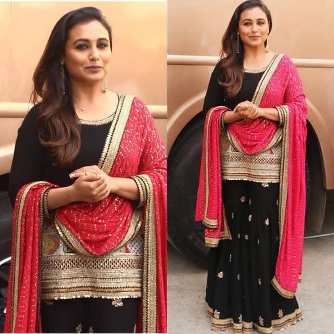 Rani Matka Spotted: The lovely Rani Mukherjee in a black Matka Kurta and gharara