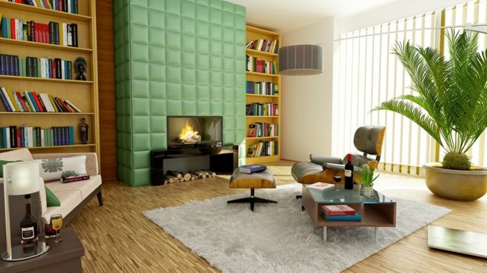 enorme Wohnzimmer Fernsehwand, in Grün gepostert, zwei Bücherregale - Wohnzimmer Design Grun enorme Wohnzimmer Fernsehwand, in Grün gepostert, zwei Bücherregale - Wohnzimmer Design Grun