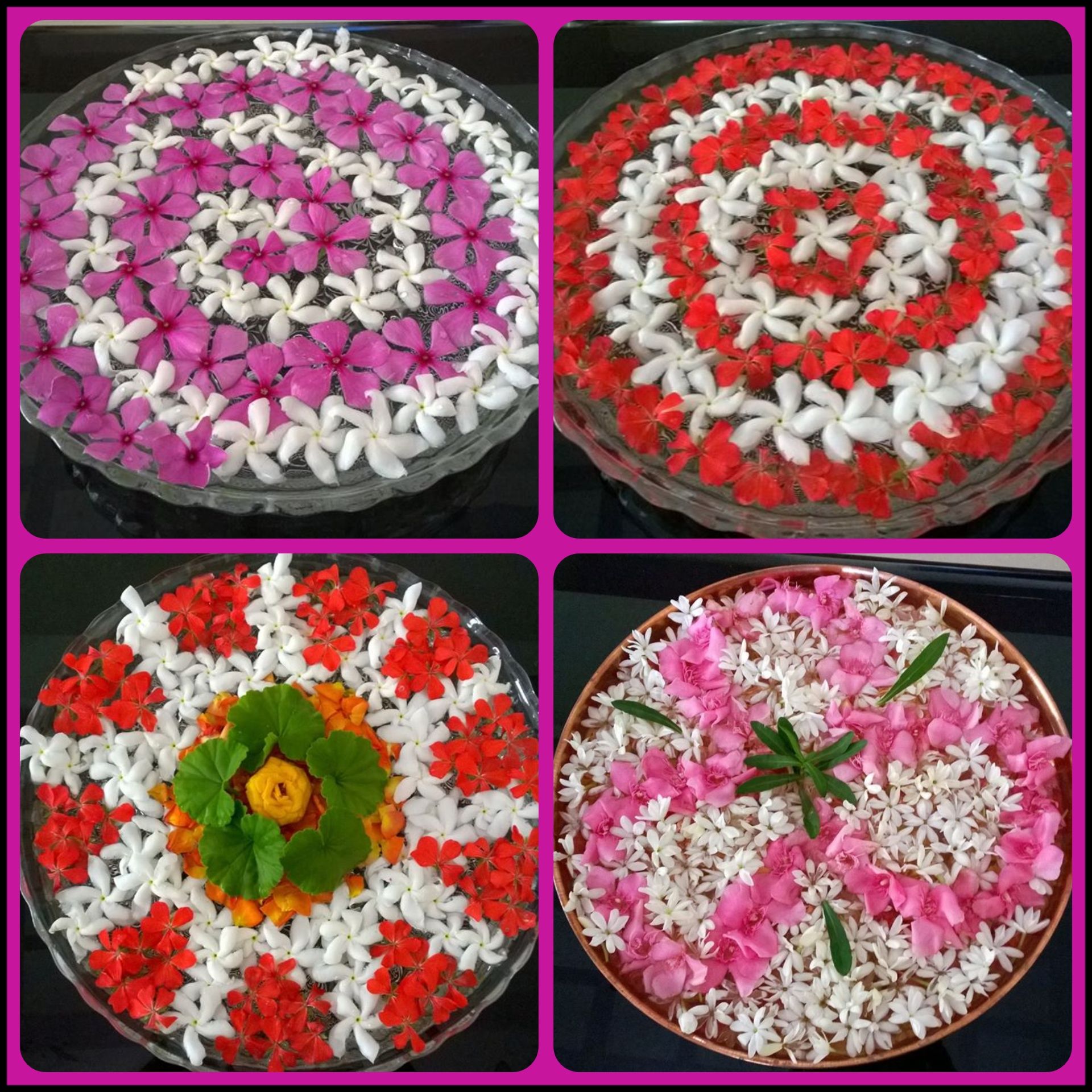 Four different types of flower arrangement.. Flower arrangement