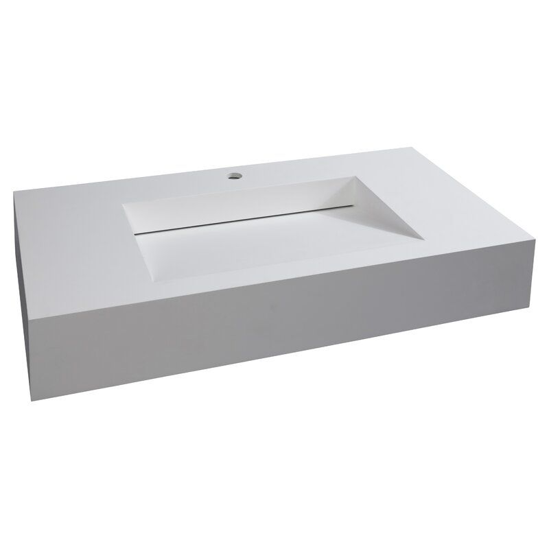 Boyter Stone Rectangular Wall Mount Bathroom Sink Wall Mounted Bathroom Sinks Bathroom Sink Wall Mounted Sink