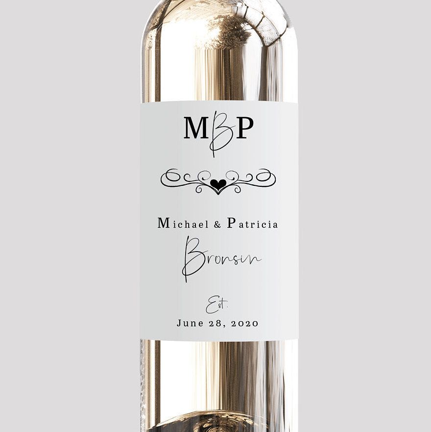 PRINTED Monogram Wedding Wine Bottle Label Wine Gift for | Etsy in 2020 | Wine bottle labels ...