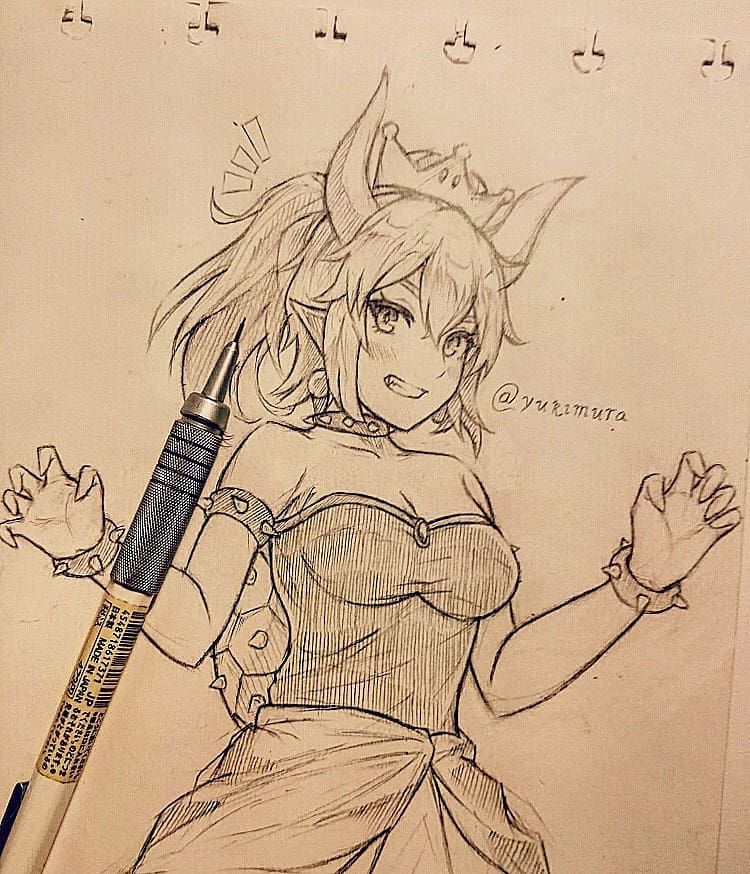 Bowsette Sketch | Cartoon network fanart, Anime drawings, Manga drawing