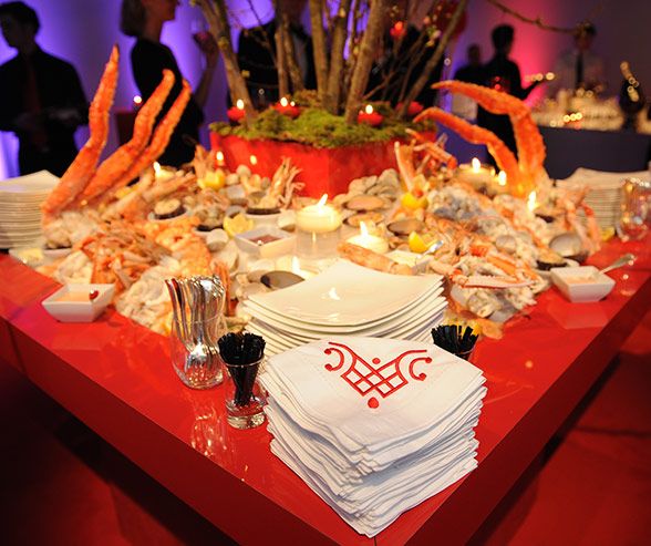 King crab legs emerge from a complete seafood buffet with easily accessible plates and utensils. | One Day... | Pinterest | Seafood buffet King crab legs and …